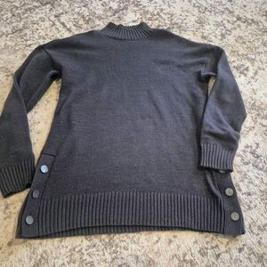 Lauren Conrad Xs Sweater Blue Soft Polyester Glitter Knit Button Side Hem